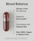 Sports Research Blood Balance Iron Supplement - 36 Mg Iron Folate & Vitamin C For Absorption - Red Blood Cell Support For Women & Men - Vegan Certified Non-Gmo Gluten-Free 90 Capsules