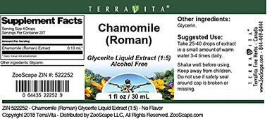 Terravita Chamomile (Roman) Glycerite Liquid Extract (1:5) - No Flavor (1 Oz, Zin: 522252) - 2 Pack