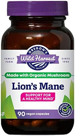 Oregon'S Wild Harvest Lion'S Mane Organic Herbal Supplement Vegan Capsules 90 Count