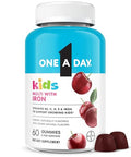 One A Day Kids Multivitamin with Iron Gummy Vitamin D Vitamin C E Zinc for Immune Support Gummy Vitamins Kids Multivitamin Gummies with Iron Cherry Flavor 60 Count (Packaging May Vary)