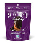 SkinnyDipped Super Dark Chocolate + Sea Salt Almonds Vegan Healthy Snack Plant Protein Gluten 3.5 oz Resealable Bags Pack of 10