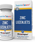 Superior Source Zinc Lozenjets, Zinc (5 Mg), Vitamin C (15 Mg), Quick Dissolve Microlingual Tablets, 60 Ct, Supports Immune, Skin And Antioxidant Health. Non-Gmo