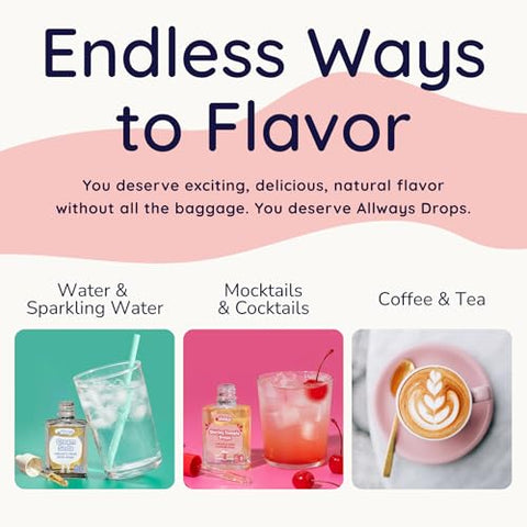 Allways Drops Natural Paloma Mocktail Drops | Sugar-Free, Zero Calories, Monk Fruit Sweetened | Glass Bottle for On-the-Go Hydration | Kids & Adults | 50 Servings