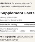 Nature's Bounty E 180Mg Pure Di-Alpha Softgels 120 Count