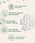 Micro Ingredients Calcium 1200Mg With Vitamin D3 & K2 300 Tablets Calcium Supplements For Women & Men Mineral Complex Support Bone Teeth Colon & Cardiovascular Health Non-Gmo Gluten-Free
