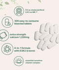 Micro Ingredients Calcium 1200Mg With Vitamin D3 & K2 300 Tablets Calcium Supplements For Women & Men Mineral Complex Support Bone Teeth Colon & Cardiovascular Health Non-Gmo Gluten-Free