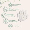 Micro Ingredients Calcium 1200Mg With Vitamin D3 & K2 300 Tablets Calcium Supplements For Women & Men Mineral Complex Support Bone Teeth Colon & Cardiovascular Health Non-Gmo Gluten-Free