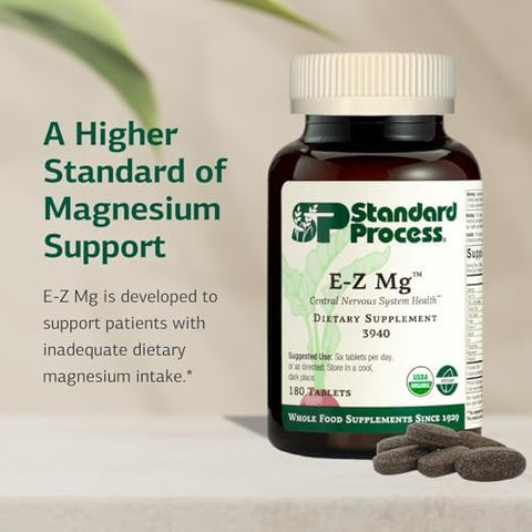 Standard Process EZ Mg Central Nervous System Health Supplement Contains Magnesium Iron and Vitamin K1 Aids Sleep Pathways GlutenFree NonDairy and NonSoy 180 Tablets (30 Servings)