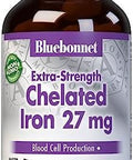 Bluebonnet Nutrition Albion Extrastrength Chelated Iron 27 Mg For Healthy Red Blood Cell Production Soy Gluten Nongmo Kosher Dairy Vegan 90 Vegetable Capsule 90 Serving