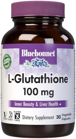 Bluebonnet Nutrition Lglutathione 100Mg Form Amino Acid For Radical Protection Soy Gluten Nongmo Kosher Vegan 30 Vegetable Capsules 30 Servings