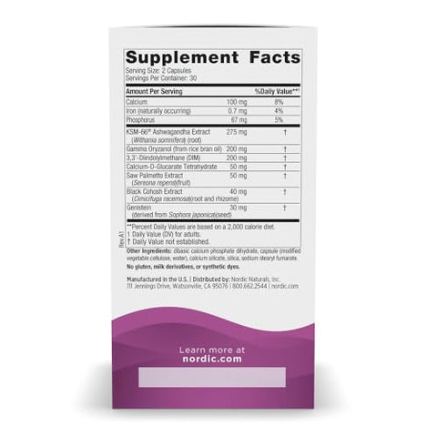 Nordic Naturals Menopause Support -Unflavored - 60 Capsules - Women S Hormone-Support Supplement For Menopause Mood Balance & Hot-Flash Support - Plant-Based Herbs And Phytoestrogens 30 Servings