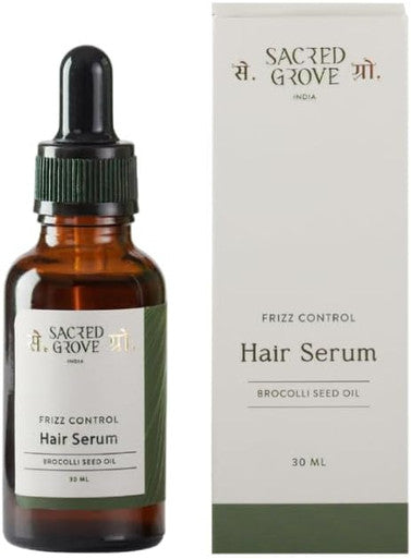 Sacred Grove Frizz Control Hair Serum With Broccoli Seed Oil | Best Natural Hair Serum For Dry & Frizzy Hair | For Men, Women & Children | 30 Ml