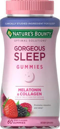 NatureS Bounty Optimal Solutions Gorgeous Sleep Melatonin 5Mg Gummies With Collagen 60 Count Assorted Fruit Flavors 30 Total Servings
