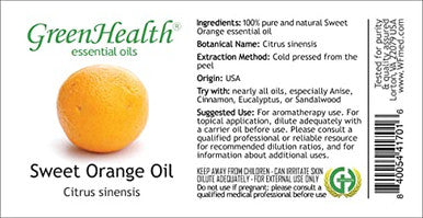 Sweet Orange - 4 fl oz (118 ml) Glass Bottle w/ Glass Dropper - 100% Pure Essential Oil - GreenHealth by Greenhealth