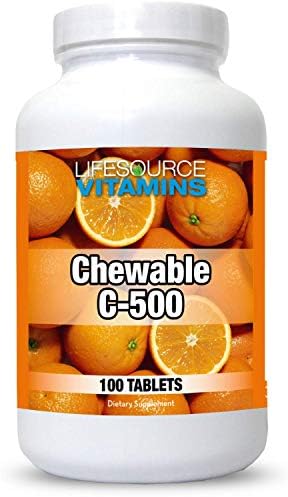 LifeSource Vitamins Vitamin C 500 mg 100 Chewable Tablets Amazing Orange Flavor Sweetened w/Stevia