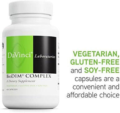 Davinci Labs Biodim Complex Hormone Support Supplement With Vitamin D3 Dim Green Tea Extract Vitamin E Calcium Hmrlignan & Transresveratrol 60 Capsules (30 Capsules)