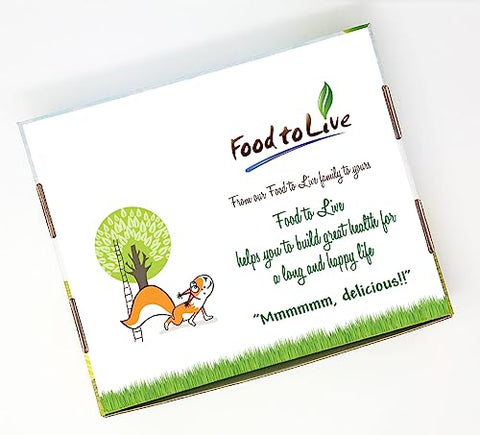 Food to Live - Organic Nuts, Seeds and Fruits in a Gift Box A Variety Pack of Almonds, Chinese Hemp Seeds, Medjool Dates, Chia Seeds and Golden Flax Seeds