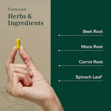 Gaia Herbs Pro Fermented Beet & Maca Healthy Energy & Circulation Support Supplement Kidney Health Supplement With Beet & Carrot Root Vegan Gluten Soy 60 Capsules (30 Servings)