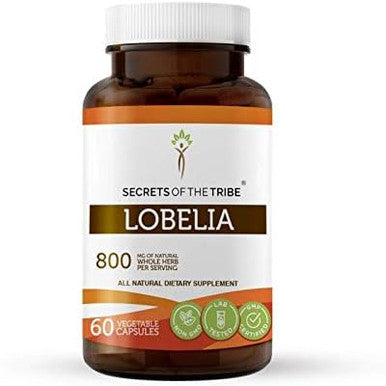 Secrets of the Tribe Lobelia 60 Capsules, 800 mg, Responsibly farmed Lobelia (Lobelia Inflata) Dried Herb (60 Capsules)