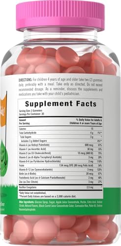 Carlyle Kids Multivitamin Gummies with Probiotics 60 Chewables Berry Flavor Vegetarian NonGMO Gluten Free Children's Supplement by Lil' Sprouts Packaging May Vary