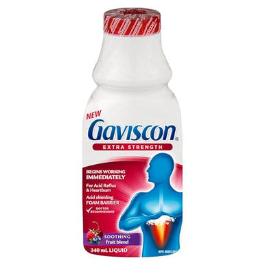 Gaviscon Gaviscon Extra Strength Liquid Fruit Long-Lasting Acid Reflux And Heartburn Relief 340Ml 1 Count