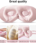 Litbear 100% 22 Momme Mulberry Silk Sleep Mask - 3D Contoured Eye Mask For Men Women Soft Breathable Sleeping Mask With Adjustable Strap Perfect Blocks Light For Sleeping (Pale Pink)