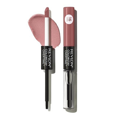 Revlon Liquid Lipstick With Clear Lip Gloss Colorstay Overtime Lipcolor Dual Ended With Vitamin E 340 Eternally Tan 0.07 Fl Oz