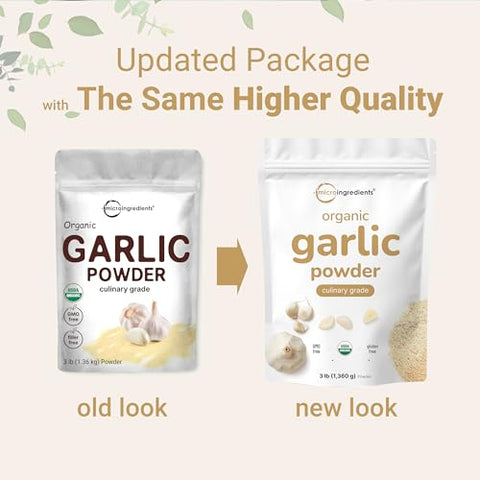 Micro Ingredients Organic Garlic Powder 3 Lb Premium Raw Allium Sativum Bulb Pungent & Savory Flavor Great For Meats Vegetables & Spice Mixes Additive Free Non-Gmo Bulk Supply