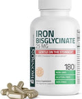 Bronson Iron Bisglycinate 25 Mg Gentle On The Stomach, Supports Energy & Healthy Red Blood Cell Production - Non-Constipating Formula - Non Gmo, 90 Vegetarian Capsules