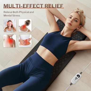 Homlyns Heated Acupuncture Mat - 6 Heat Levels With 2 Hours Auto Off And 4 Adjustable Time Settings Heating Acupressure Mat Full Body Massage Relieve Stress And Improve Sleep Black