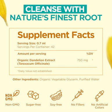 Gya Labs Dandelion Root Extract Liquid Drops For Liver Health And Rejuvenation - Herbal Extract Supports Digestive Balance With Holistic Wellness - Pure Dandelion Root Non-Gmo Gluten Free 1 Fl Oz