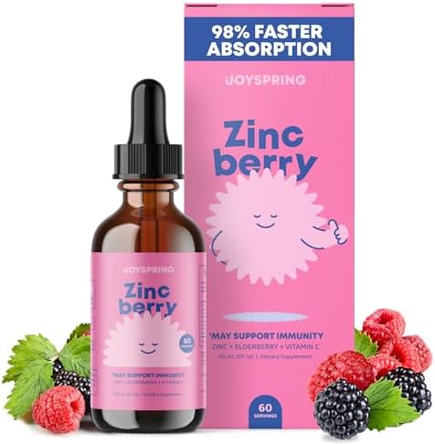 JoySpring Liquid Vitamin D3 with K2 Immune Support and Zinc Supplements for Kids Elderberry and Zinc Liquid