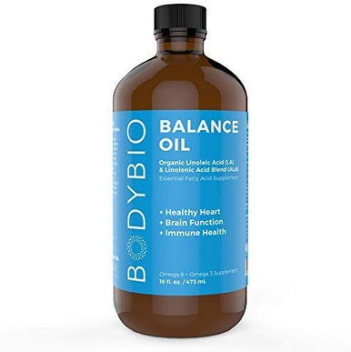 Bodybio Balance Oil - Essential Fatty Acids Omega 3 & 6 - Cold Pressed, Vegan, Organic Safflower And Flax Seed Oil Blend For Brain & Mood Support And Cellular Health, 16 Oz