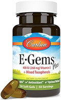 Carlson Labs EGems Plus Natural Vitamin E 400 IU 50 Softgels