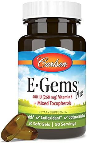 Carlson Labs EGems Plus Natural Vitamin E 400 IU 50 Softgels