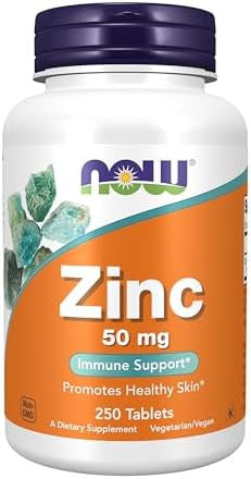 Now Foods Supplements Zinc (Zinc Gluconate) 50 Mg Supports Enzyme Functions Immune Support 250 Tablets