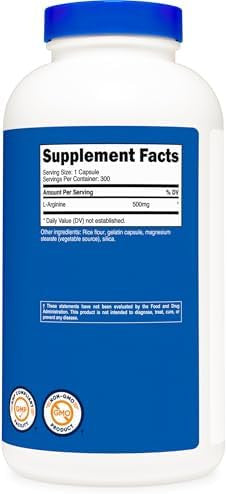 Nutricost L-Arginine 500Mg, 300 Capsules - Gluten And Non-Gmo
