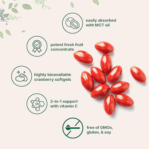 Micro Ingredients Cranberry Supplement For Women 300 Softgels With Vitamin C & Mct Oil Cranberry Pills For Women Support Urinary Tract Health