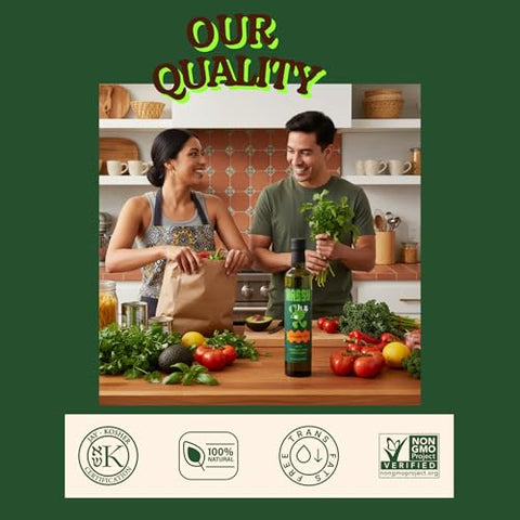 HASSY Avocado Oil 100% Pure , Cooking & Baking, High Smoke Point, Non-GMO, Kosher , 17.2 fl oz, 510 ML - Created by Avocado Farmers Ã¢â‚¬â€œ High-Heat, Frying, Grilling & Everyday Cooking - Keto & Paleo Friendly - Single Origin