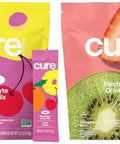 Cure Hydration Family Bundle Plantbased Electrolyte Drink Mix No Added Sugar Coconut Water Fsahsa Nongmo Vegan & Gluten 14Pack Each: Fruit Punch (Kids) & Strawberry Kiwi