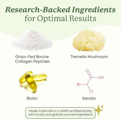 Plant People WonderBeauty Hair Skin and Nails Rejuvenation Gummies with Tremella Mushroom Marine Collagen Peptides Keratin and Biotin Watermelon Flavor 60 Gummies