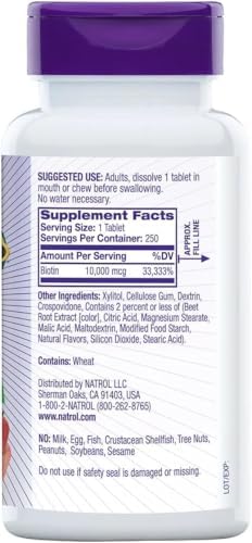 Natrol Biotin Beauty 10 000 Mcg 250 Fast Dissolve Tablets