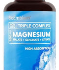 BioEmblem Triple Magnesium Complex and Turmeric Curcumin with Clinically Studied TurmiPure for Healthy Muscle and Nerve Function Vegan NonGMO