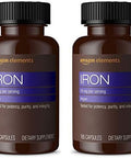 Elements Iron 18Mg Capsules, Supports Red Blood Cell Production, Vegan, 195 Count, 6 Month Supply (Packaging May Vary)