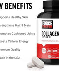 Force Factor Collagen Peptides Collagen For Women And Men Made With Hydrolyzed Bovine Collagen Type 1 & 3 For Healthy Hair Skin Nails & Joints Premium Quality Nongmo 120 Collagen Pills