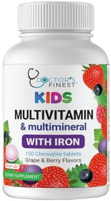 Doctor'S Finest Kids Multivitamin & Multimineral With Iron, Grape & Berry, 150 Chewable Tablets