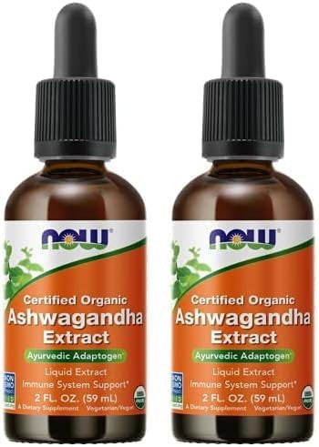 Now Foods Supplements Ashwagandha Liquid Extract Organic Immune System Support 2 Fluid Ounces