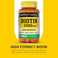 Mason Natural Biotin 5000Mcg Vitamin B7 Supplement For Men & Women Supports Healthy Hair Skin & Nails 60 Tablets