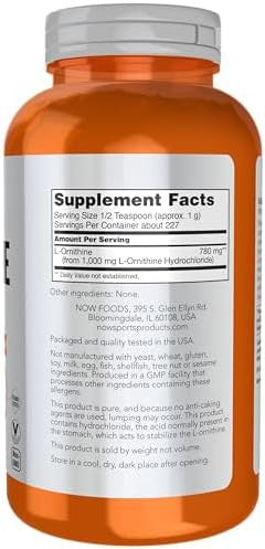 Now Foods Sports Nutrition L Ornithine Powder Protein Metabolism And Urea Detox Amino Acids 8Ounce
