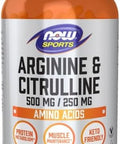 Now Sports Nutrition Arginine & Citrulline 500 Mg/ 250 Mg Amino Acids 240 Veg Capsules